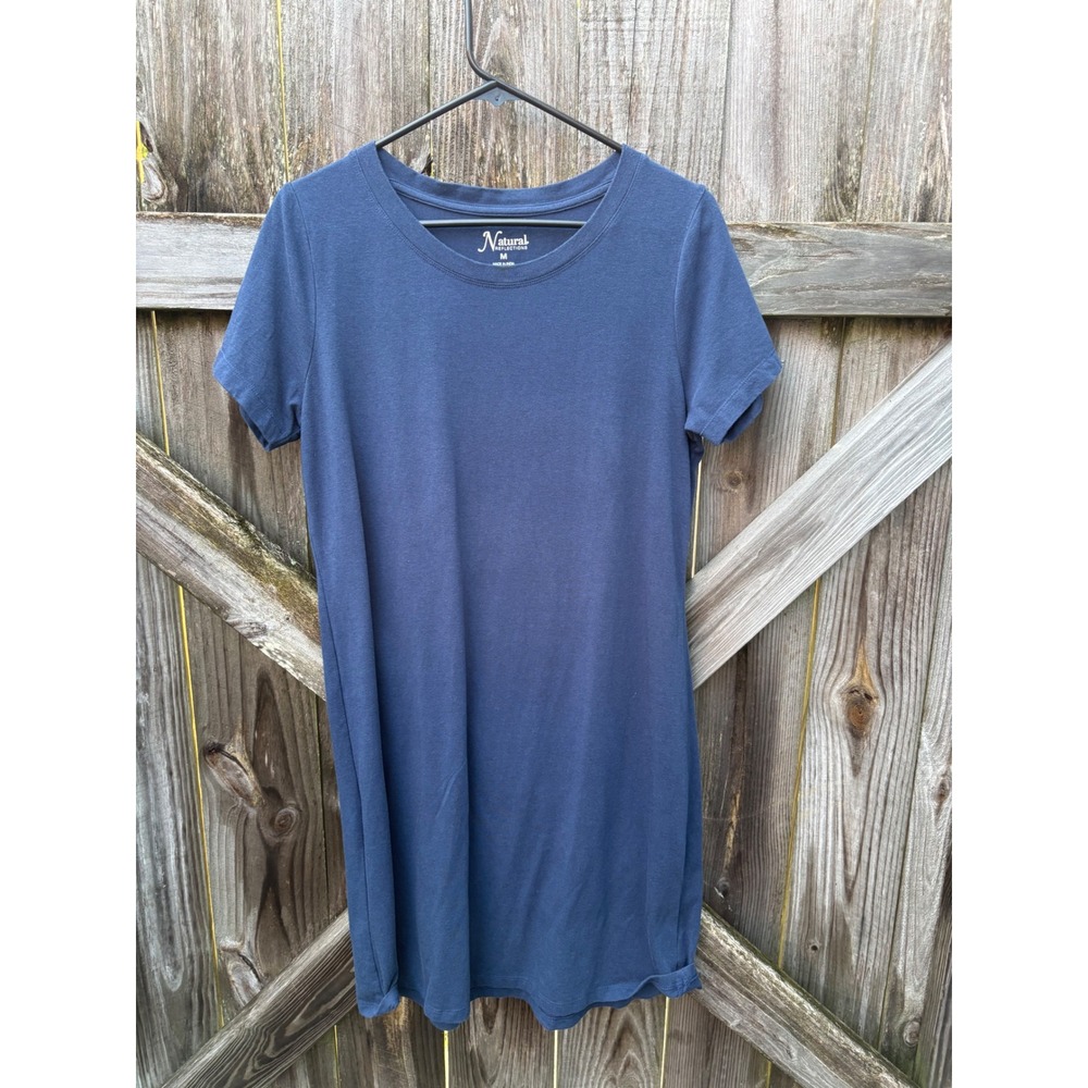 Natural Reflections Navy Blue Cotton Modal T-Shirt Dress Womens M‎ 652NRS212629K